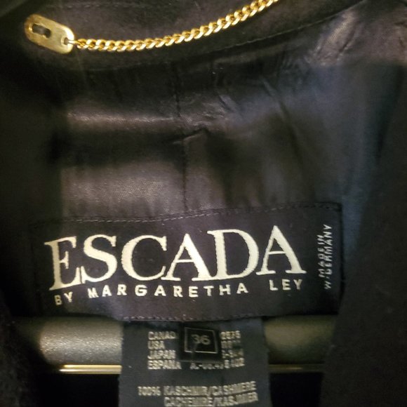 Vintage Escada by Margaretha Ley 100% Cashmere Navy Blazer Coat sz 36 s/m - Picture 3 of 3